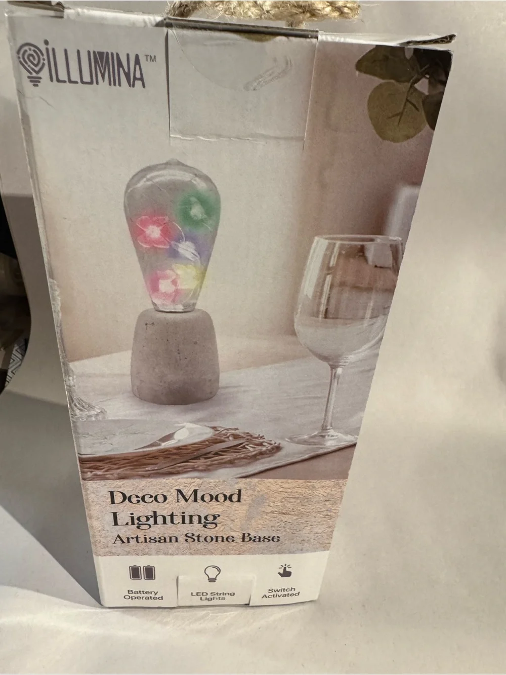 NIP Butterfly Novelty LED Lamp w/Artisan Stone Base deco mood lighting